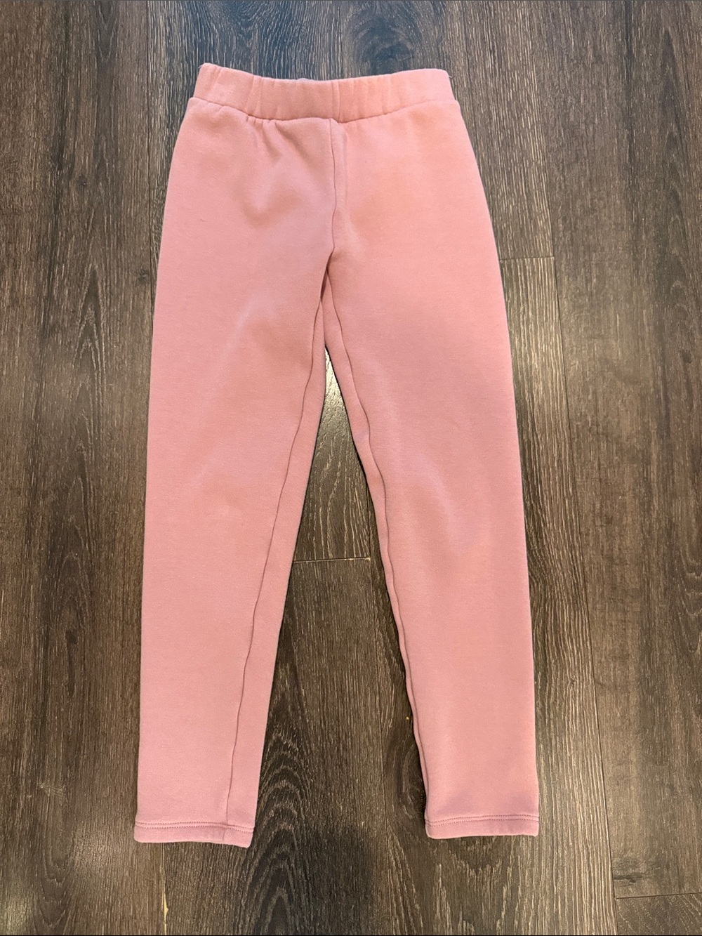 Kids Pink Fleece-Lined Leggings, Size Large